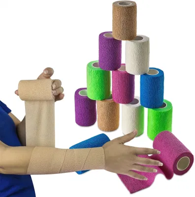 Bandage élastique auto-adhésif coloré de haute qualité, enveloppe d'entraînement de taille, élastique personnalisé